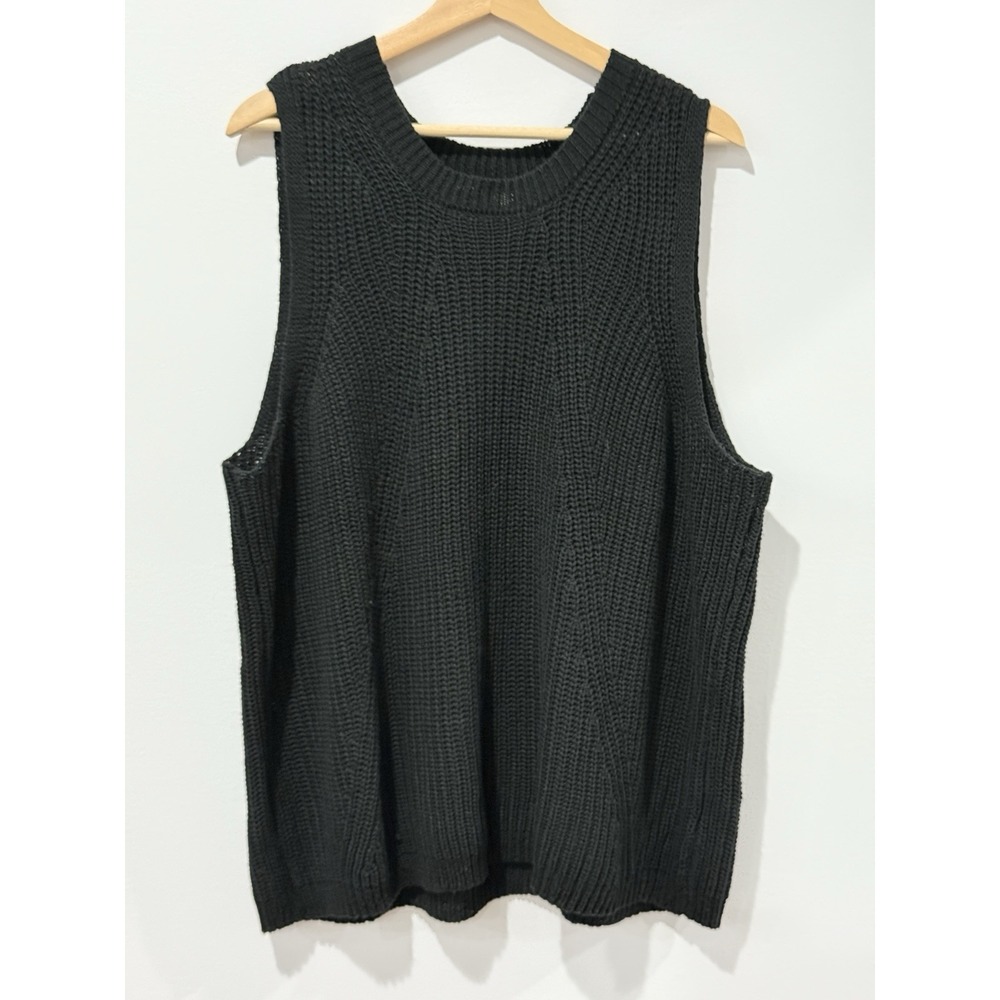 Philosophy Sweater‎ Womens 3X Black Sleeveless Open Knit Tank Casual Career